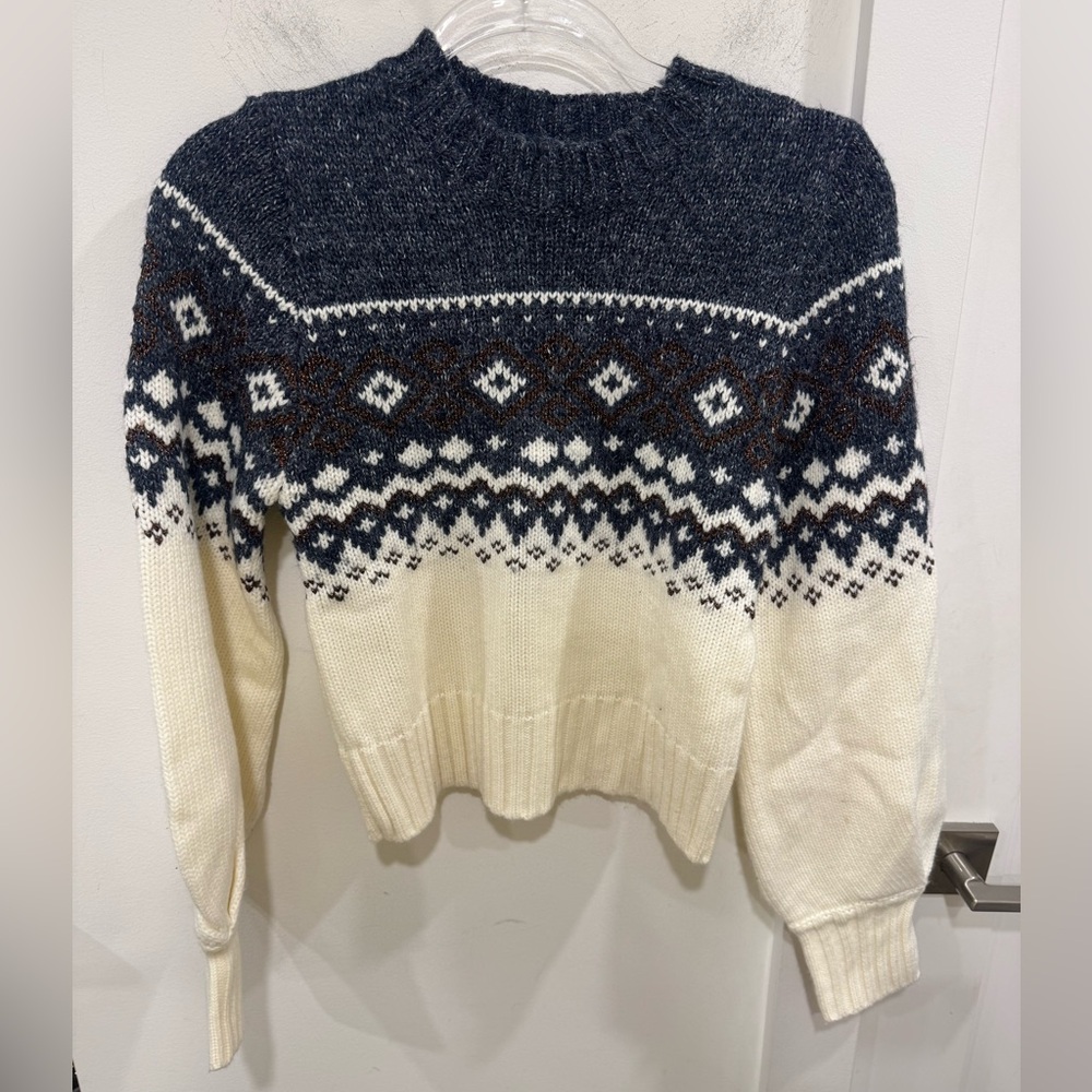 MINKPINK Navy and Cream Geometric Sweater